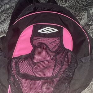 Umbro Women's Backpack in Vibrant Pink and Classic Black